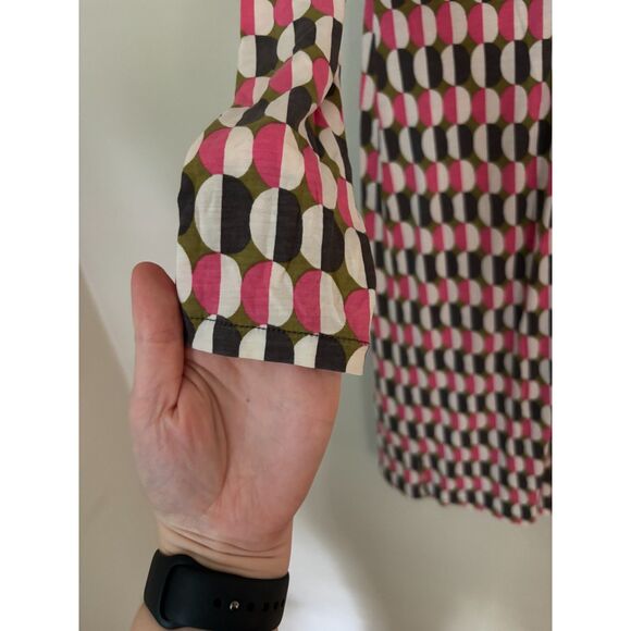 Boden Women's SZ 8R Geometric Dress100% Lyocell Ruched Bodice Long Sleeve Lined - Picture 5 of 7